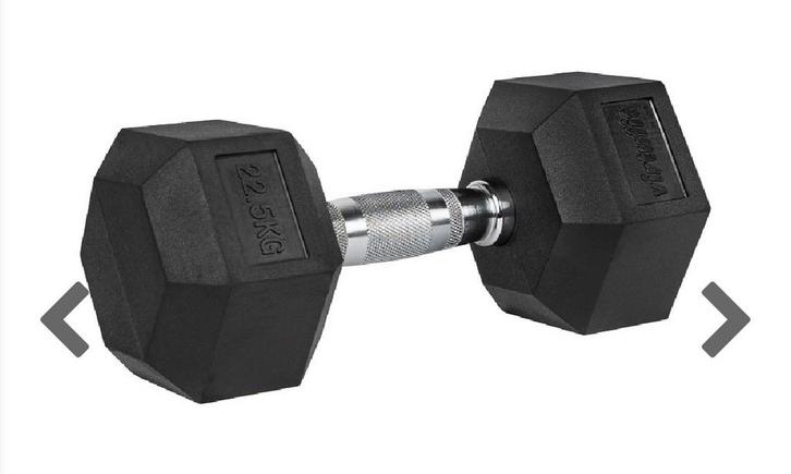 2x 22,5kg Hexagon Dumbbells, Sport en Fitness, Fitnessmaterialen, Zo goed als nieuw, Dumbbell, Ophalen