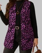 Paars mouwloos vest met luipaardprint (46-54), Kleding | Dames, Grote Maten, Verzenden, Nieuw, Paars, Trui of Vest