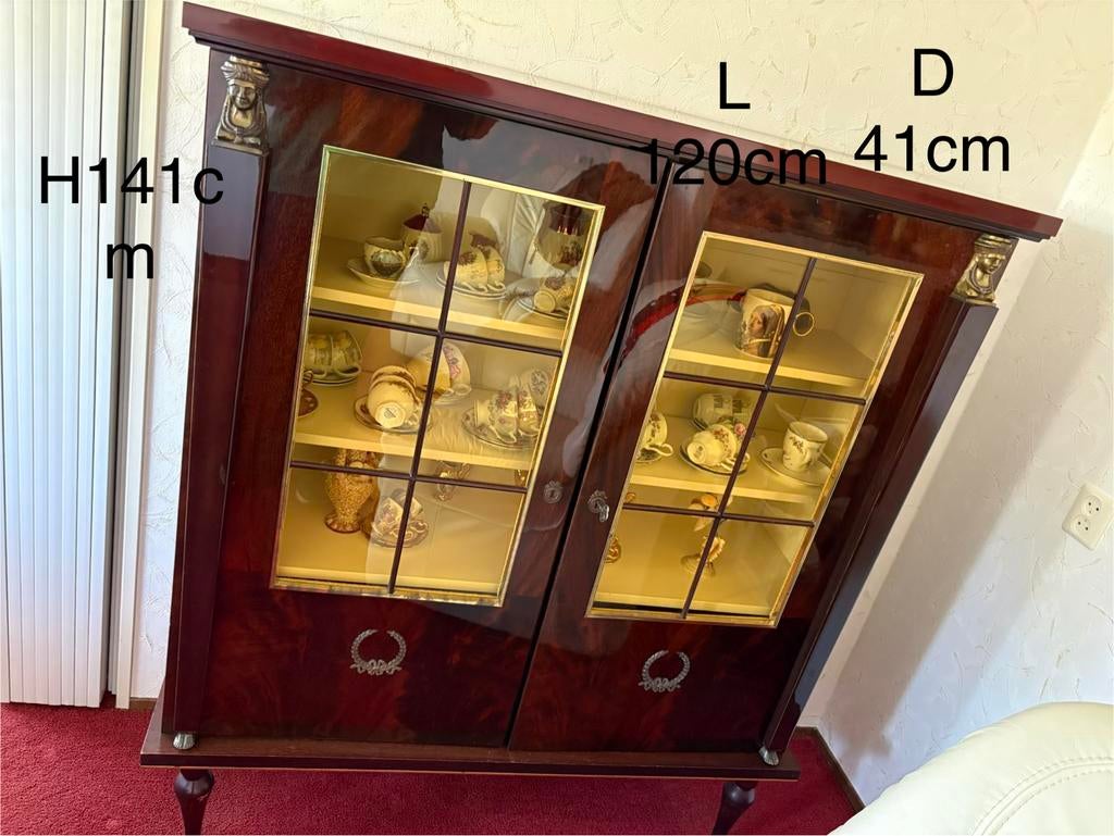 Antieke Mahonie Empire Stijl Buffet/Vitrinekast, Ophalen