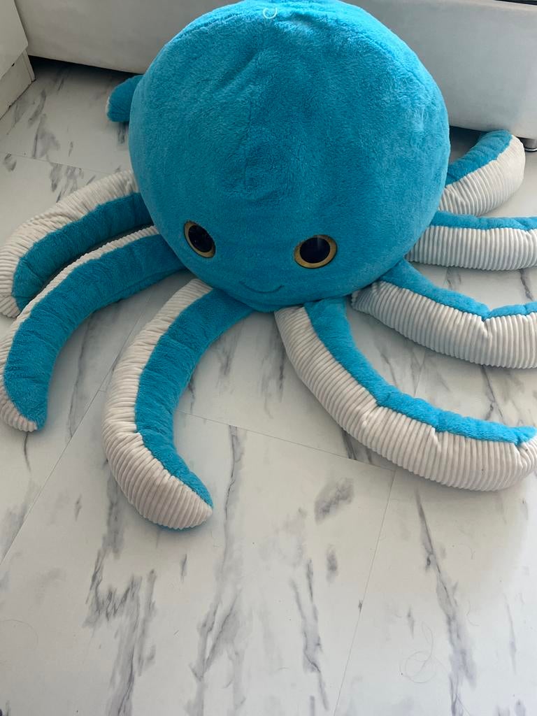 Grote blauwe octopus knuffel, Overige typen, Blauw, Nieuw, Ophalen of Verzenden