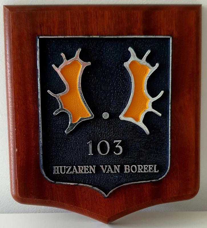 Zeldzaam Landmacht Wapenschild 103 Huzaren van Boreel, Verzamelen, Militaria | Algemeen, Landmacht, Embleem of Badge, Nederland