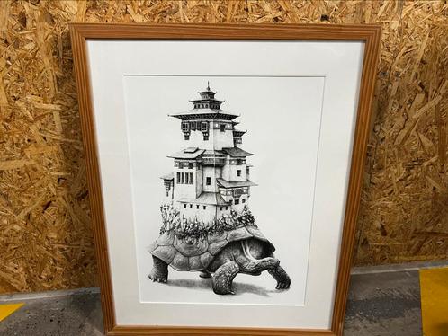 Gesigneerde en genummerde kunstprint Hoekstra – Turtle Tower, Antiek en Kunst, Kunst | Tekeningen en Foto's, Ophalen of Verzenden