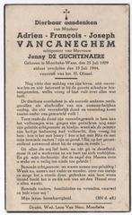 WO-2 Adrien F. VanCaneghem 1909 Moerbeke + 1944 Moerbeke, Verzamelen, Bidprentjes en Rouwkaarten, Verzenden