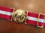 Rood/witte stoffen riem met goudkleurige gesp, Kleding | Dames, Riemen en Ceinturen, Nieuw, Ophalen of Verzenden, Rood, 3 tot 5 cm