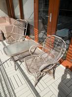 Balkonset tuinset 2 stoelen 1 tafel, Tuinset, Gebruikt, 2 zitplaatsen, Rotan
