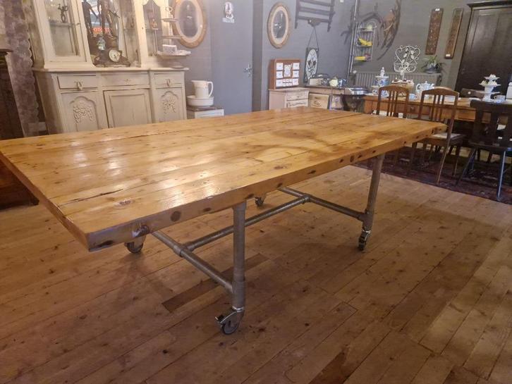 industriële  Tafel, Huis en Inrichting, Tafels | Eettafels, Nieuw, 100 tot 150 cm, 200 cm of meer, Vijf personen of meer, Rechthoekig