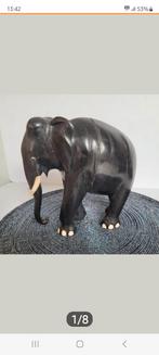 Ebbenhouten Olifant - Handgesneden Decoratie, Antiek en Kunst, Ophalen of Verzenden