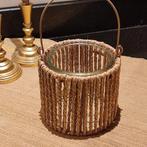 Rustiek windlicht. Sfeervolle kandelaar met glazen houder, Overige materialen, Ophalen of Verzenden, Zo goed als nieuw, Bruin