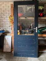 Hardhouten buitendeur 88x201.5 links dubbel glas, Gebruikt, Ophalen of Verzenden, 200 tot 215 cm, Glas