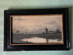 Schilderij Hollands Landschap Molen aan het water, Antiek en Kunst, Kunst | Schilderijen | Klassiek, Ophalen of Verzenden
