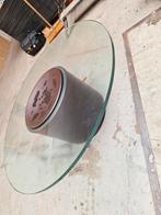 Glazen Salontafel 120cm, met opbergruimte in poot. MOET WEG!, Huis en Inrichting, Tafels | Salontafels, 100 tot 150 cm, Rond, Gebruikt