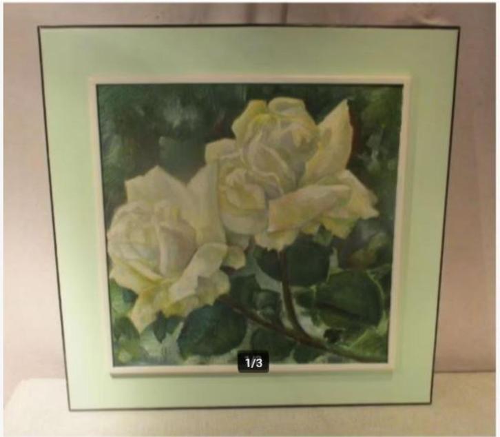 Mooi Geschilderd werk 'Witte Rozen' - Constant Frits, Antiek en Kunst, Kunst | Schilderijen | Klassiek, Ophalen of Verzenden