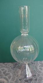 curiosa : bubbel kandelaar glas - 18 hoog 8 cm doorsnee, Ophalen of Verzenden