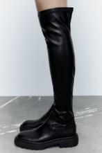 Dames Zara Extra hoge tracklaarzen laarzen zwart nieuw 37, Nieuw, Zara, Hoge laarzen, Zwart