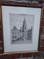 Handgekleurde gravure van Krefeld, Dionysiusplatz., Antiek en Kunst, Kunst | Etsen en Gravures, Verzenden