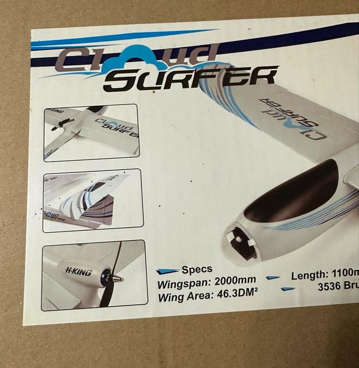 Cloud Surfer RC Vliegtuig - Nieuw in doos!, Hobby en Vrije tijd, Modelbouw | Radiografisch | Vliegtuigen, Nieuw, Elektro, RTF (Ready to Fly)