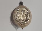 oude ovale deukbal kerstbal zilver / H 7,5 cm, Ophalen, Gebruikt