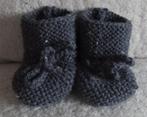 Gebreide babyslofjes in de kleur in graublau tweed., Kinderen en Baby's, Babykleding | Schoentjes en Sokjes, Nieuw, Ophalen of Verzenden