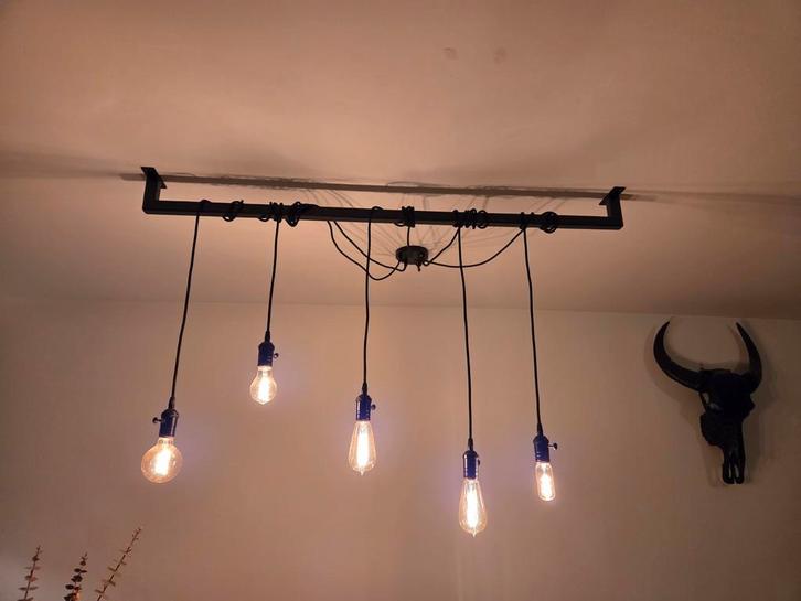 Industriële Eetkamer Lamp, Huis en Inrichting, Lampen | Hanglampen, Gebruikt, Minder dan 50 cm, Metaal, Ophalen