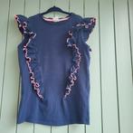 Blauw meisjes t-shirt met franjes maat 134/140, Meisje, Ophalen of Verzenden, Zo goed als nieuw, Shirt of Longsleeve