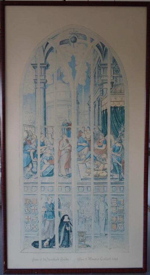 litho/zeefdruk St Jan Gouda Vraagprijs € 20,=, Antiek en Kunst, Kunst | Litho's en Zeefdrukken, Ophalen of Verzenden