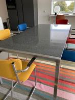 Grote eettafel antraciet natuurstenen blad chromen onderstel, Huis en Inrichting, Tafels | Eettafels, Ophalen, Gebruikt, Design
