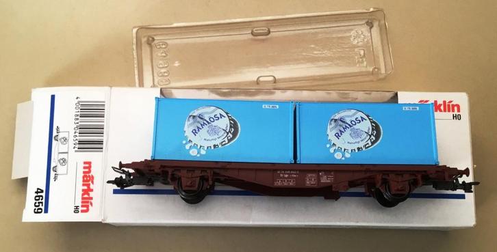 MäRKLIN H0 # 4659 CONTAINERWAGEN " RAMLÖSA " SJ N in OVP, Hobby en Vrije tijd, Modeltreinen | H0, Nieuw, Wagon, Wisselstroom, Märklin