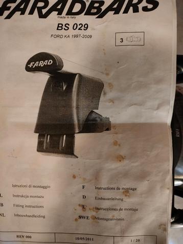 Dakdrager set Ford KA 1997-2009 beschikbaar voor biedingen