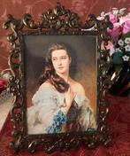 Barok koperen fotolijst antiek - vrouw schilderij, Ophalen of Verzenden