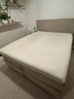 Boxspring 160x200 cm met Hybrid Topper – Uitstekende staat, Ophalen, Tweepersoons, Zo goed als nieuw, Grijs