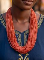 Antiek 30 rijig bloedkoraal collier, Sieraden, Tassen en Uiterlijk, Antieke sieraden, Ophalen of Verzenden, Overige materialen