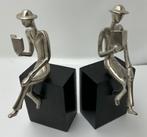Set boekensteunen – zittende man met boek (aluminium), Gebruikt, Geen, Ophalen of Verzenden, Geen