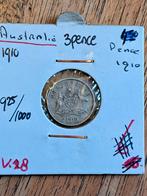 Australië 3 pence 1910, Ophalen of Verzenden, Losse munt, Zilver