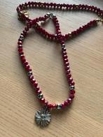 Zilveren bloemen ketting, Verstelbaar, Verzenden, Nieuw, Rood