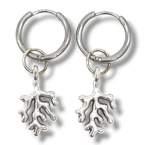 Luclo Arts Creolen met Koraal Hanger #28, Sieraden, Tassen en Uiterlijk, Oorbellen, Nieuw, Hangers, Overige materialen, Goud, Ophalen of Verzenden