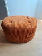 Oranje vintage poef naai naaidoos opbergdoos, Huis en Inrichting, Banken | Voetenbanken en Poefen, Ophalen, Minder dan 50 cm, Gebruikt