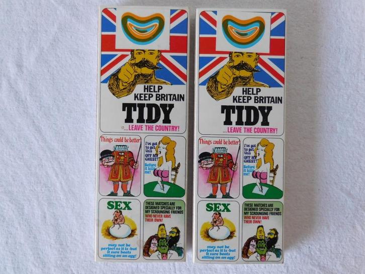 2 vintage doosjes met 8 funny liciferdoosjes, 1 pak nog hele, Verzamelen, Retro, Overige typen, Ophalen of Verzenden