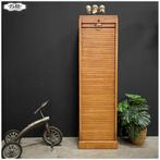 Vintage roldeurkast H150 cm - eiken - slot en sleutel, Ophalen, Gebruikt, 100 tot 150 cm, 50 tot 100 cm