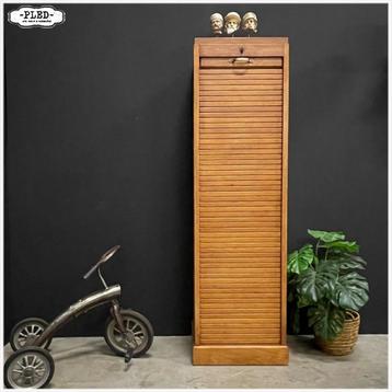 Vintage roldeurkast H150 cm - eiken - slot en sleutel beschikbaar voor biedingen
