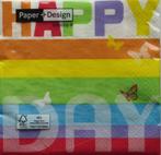 Servetten 33x33 cm. Happy Day, feestje, jarig, geslaagd, Robanjer, Nieuw, Ophalen of Verzenden, Harmelen