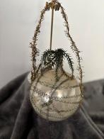 Oude glazen kerstbal met tinsel, Diversen, Kerst, Ophalen of Verzenden, Zo goed als nieuw