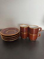 Vintage Bruine Kopjes en Schotels Set, Gebruikt, Ophalen of Verzenden, Overige stijlen, Kop(pen) en/of Schotel(s)