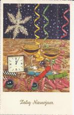 r1549 oude gelopen ansichtkaart zalig nieuwjaar, Verzamelen, Verzenden, 1960 tot 1980, Gelopen, Feest(dag)