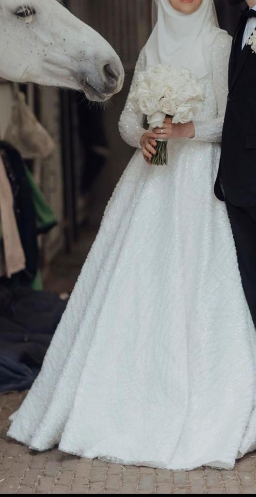 Tesettur Gelinlik - Prachtige Bruidsjurk, Kleding | Dames, Trouwkleding en Trouwaccessoires, Nieuw, Trouwjurk, Wit, Ophalen of Verzenden