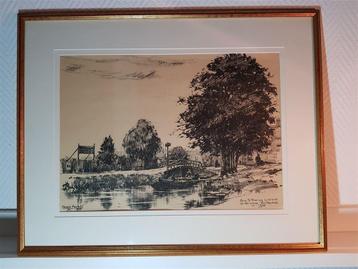 Eduard Houbolt, lithografie landschap beschikbaar voor biedingen