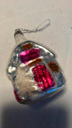 Vintage antieke kerstbal, huisje roze oranje, Diversen, Kerst, Ophalen of Verzenden, Zo goed als nieuw