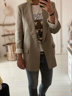 Beige linnen blazer van Zara, Kleding | Dames, Maat 38/40 (M), Ophalen of Verzenden, Zo goed als nieuw, Jasje