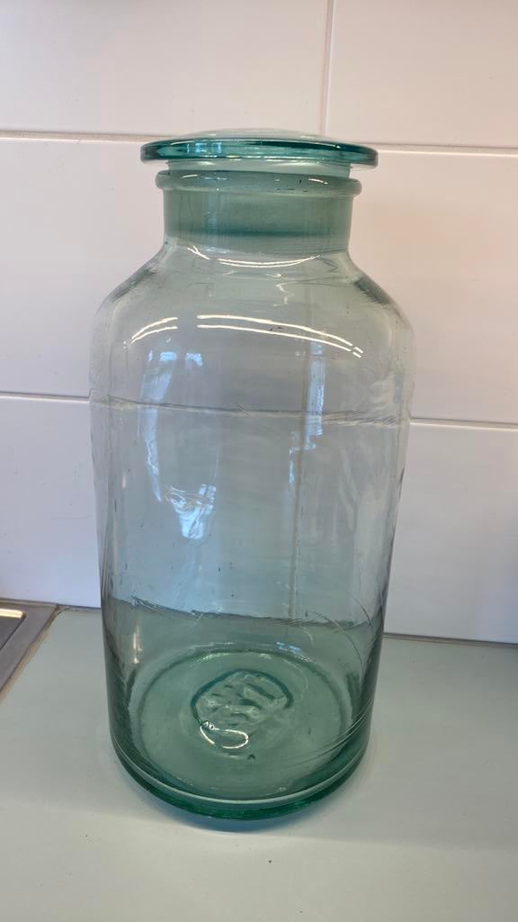 Grote glazen vaas / pot met deksel, gebruikt voor ecosysteem, Ophalen, Gebruikt, Overige kleuren, Glas