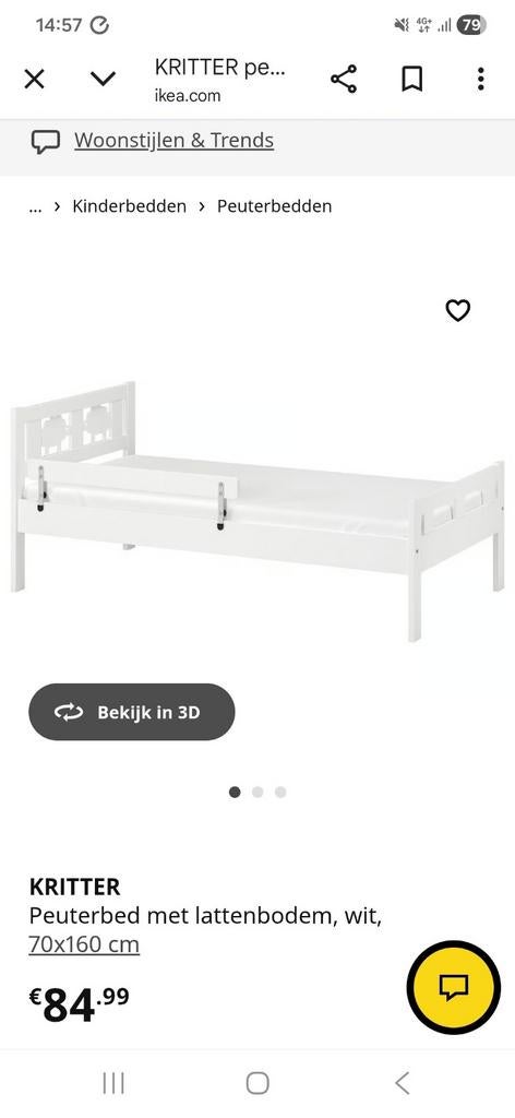 Ikea peuterbed + matras - zo goed als nieuw!, 70 tot 85 cm, Zo goed als nieuw, Matras, 140 tot 160 cm