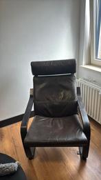 Donkerbruine leren stoel, Huis en Inrichting, Ophalen, Zo goed als nieuw, 75 tot 100 cm, 50 tot 75 cm